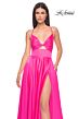 La Femme 31412 Deep V-Neckline Open Lace-Up Back Dress