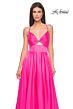La Femme 31412 Deep V-Neckline Open Lace-Up Back Dress