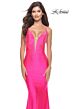 La Femme 31413 Surplice V-Neckline Rhinestone-Studded Bodice Dress