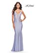 La Femme 31413 Surplice V-Neckline Rhinestone-Studded Bodice Dress