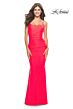 La Femme 31414 Tie Back Scoop Neckline Hot Fix Dress