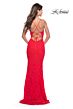 La Femme 31417 Plunging V-Neckline Lace-Up Back Dress