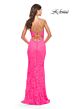 La Femme 31417 Plunging V-Neckline Lace-Up Back Dress
