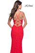 La Femme 31417 Plunging V-Neckline Lace-Up Back Dress