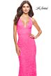 La Femme 31417 Plunging V-Neckline Lace-Up Back Dress