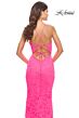 La Femme 31417 Plunging V-Neckline Lace-Up Back Dress