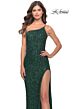 La Femme 31427 Cutaway Slit One Strap Sequin Dress