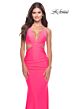 La Femme 31428 Side Cutout Plunging Neck Dress