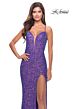 La Femme 31430 Plunging Sweetheart Neckline Lace-Up Back Dress