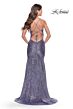 La Femme 31431 Lace-Up Back Ruched Sequin Dress