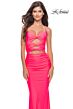 La Femme 31435 Multiple Cutout Ruched Lace-Up Dress