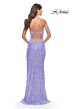 La Femme 31444 Cowl Neck Fringe Slit Sequin Dress