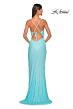 La Femme 31444 Cowl Neck Fringe Slit Sequin Dress