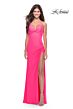 La Femme 31446 Knotted Bust Tie Back High Slit Dress