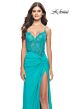 La Femme 31447 Illusion Corset Knotted Skirt Lace-Up Dress