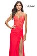 La Femme 31447 Illusion Corset Knotted Skirt Lace-Up Dress