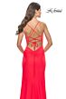 La Femme 31447 Illusion Corset Knotted Skirt Lace-Up Dress
