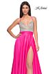 La Femme 31448 Surplice V-Neckline Rhinestone-Studded Bodice Dress