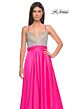 La Femme 31448 Surplice V-Neckline Rhinestone-Studded Bodice Dress