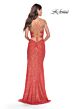 La Femme 31449 High Slit Lace-Up Sequin Dress