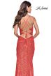 La Femme 31449 High Slit Lace-Up Sequin Dress