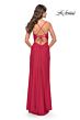 La Femme 31450 Deep V-Neckline Lace-Up Back Dress