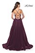La Femme 31457 Ruched Corset High Slit Lace-Up Dress