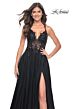 La Femme 31471 Criss Cross Back Floral Top Dress