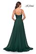 La Femme 31500 Ruched Top High Slit V-Neck Dress