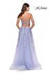 La Femme 31503 Lace-Up Back High Slit V-Neck Dress