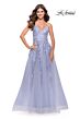 La Femme 31503 Lace-Up Back High Slit V-Neck Dress
