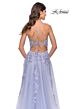 La Femme 31503 Lace-Up Back High Slit V-Neck Dress