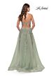 La Femme 31503 Lace-Up Back High Slit V-Neck Dress