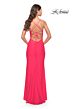 La Femme 31504 High Slit Lace-Up Back Dress