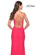 La Femme 31504 High Slit Lace-Up Back Dress