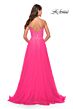 La Femme 31506 Lace Corset High Slit Dress