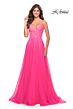 La Femme 31506 Lace Corset High Slit Dress