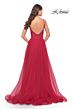 La Femme 31507 Lace Top Bare Back Slit Skirt Dress