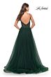 La Femme 31507 Lace Top Bare Back Slit Skirt Dress