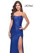 La Femme 31508 Curved Neckline Lace-Up Back Sequin Dress