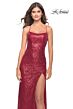La Femme 31508 Curved Neckline Lace-Up Back Sequin Dress