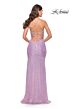La Femme 31509 High Slit Lace-Up Back Sequin Dress