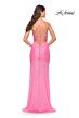 La Femme 31509 High Slit Lace-Up Back Sequin Dress