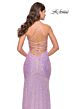 La Femme 31509 High Slit Lace-Up Back Sequin Dress