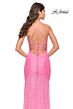 La Femme 31509 High Slit Lace-Up Back Sequin Dress