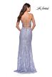 La Femme 31510 V-Neckline Open Lace-Up Back Dress