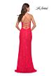 La Femme 31510 V-Neckline Open Lace-Up Back Dress