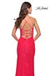 La Femme 31510 V-Neckline Open Lace-Up Back Dress