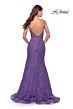 La Femme 31512 Plunging Neckline Illusion Sides Lace Dress