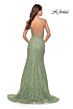 La Femme 31512 Plunging Neckline Illusion Sides Lace Dress
